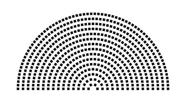 Hemicycle 523 koltuk - 15 sıra - 180 derece