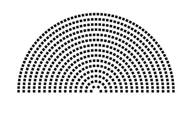 Hemicycle 525 koltuk - 15 sıra - 180 derece