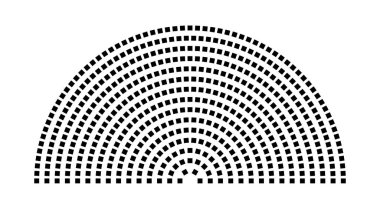 Hemicycle 527 koltuk - 15 sıra - 180 derece