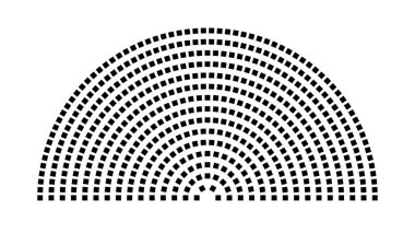 Hemicycle 526 koltuk - 15 sıra - 180 derece