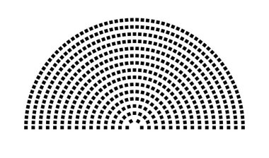 Hemicycle 528 koltuk - 15 sıra - 180 derece