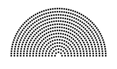 Hemicycle 533 koltuk - 15 sıra - 180 derece
