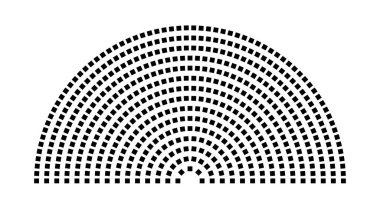 Hemicycle 536 koltuk - 15 sıra - 180 derece
