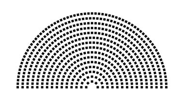 Hemicycle 535 koltuk - 15 sıra - 180 derece