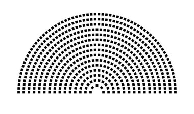 Hemicycle 538 koltuk - 15 sıra - 180 derece