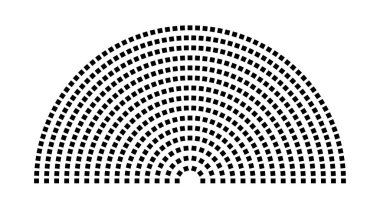 Hemicycle 539 koltuk - 15 sıra - 180 derece