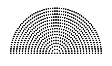 Hemicycle 545 koltuk - 16 sıra - 180 derece
