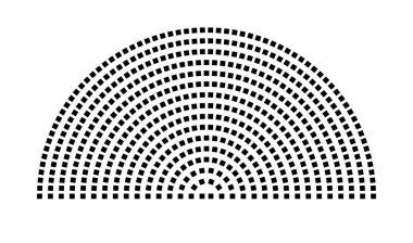 Hemicycle 544 koltuk - 16 sıra - 180 derece