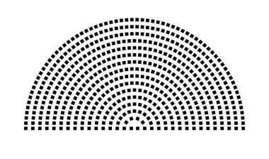 Hemicycle 546 koltuk - 16 sıra - 180 derece