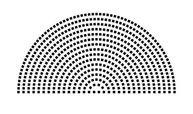 Hemicycle 547 koltuk - 16 sıra - 180 derece