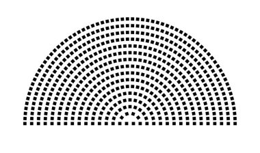 Hemicycle 548 koltuk - 16 sıra - 180 derece