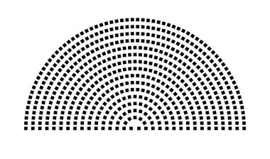 Hemicycle 550 koltuk - 16 sıra - 180 derece