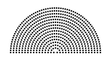 Hemicycle 551 koltuk - 16 sıra - 180 derece