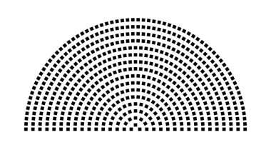 Hemicycle 552 koltuk - 16 sıra - 180 derece