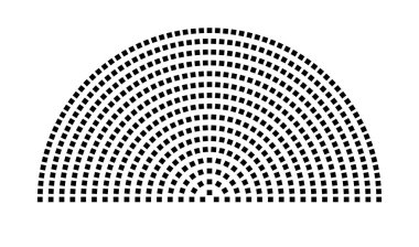 Hemicycle 553 koltuk - 16 sıra - 180 derece