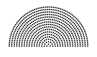 Hemicycle 555 koltuk - 16 sıra - 180 derece
