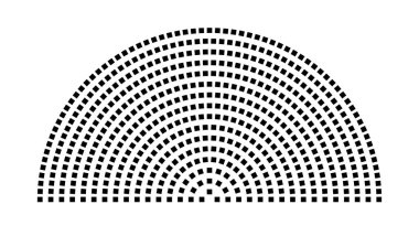 Hemicycle 556 koltuk - 16 sıra - 180 derece