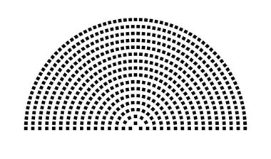 Hemicycle 557 koltuk - 16 sıra - 180 derece