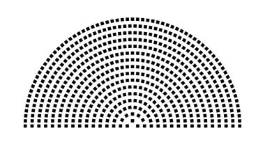 Hemicycle 558 koltuk - 16 sıra - 180 derece