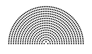 Hemicycle 559 koltuk - 16 sıra - 180 derece