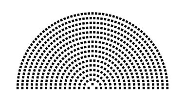 Hemicycle 560 koltuk - 16 sıra - 180 derece