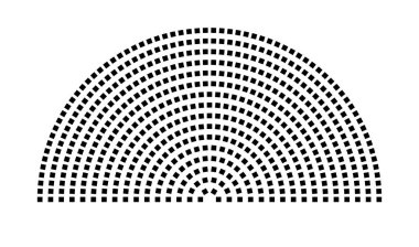 Hemicycle 561 koltuk - 16 sıra - 180 derece