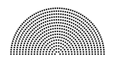 Hemicycle 562 koltuk - 16 sıra - 180 derece