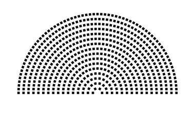 Hemicycle 564 koltuk - 16 sıra - 180 derece
