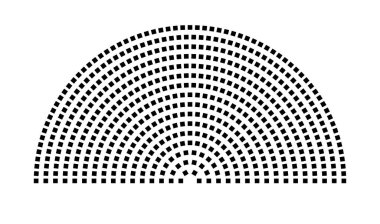 Hemicycle 565 koltuk - 16 sıra - 180 derece