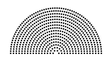 Hemicycle 567 koltuk - 16 sıra - 180 derece