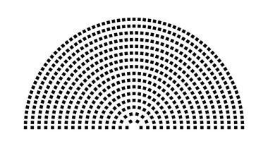 Hemicycle 568 koltuk - 16 sıra - 180 derece