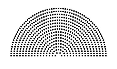 Hemicycle 569 koltuk - 16 sıra - 180 derece