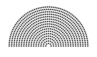 Hemicycle 570 koltuk - 16 sıra - 180 derece