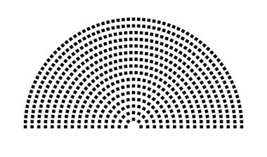 Hemicycle 571 koltuk - 16 sıra - 180 derece