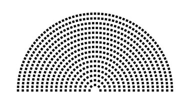 Hemicycle 572 koltuk - 16 sıra - 180 derece