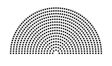 Hemicycle 573 koltuk - 16 sıra - 180 derece