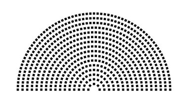Hemicycle 574 koltuk - 16 sıra - 180 derece