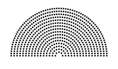 Hemicycle 575 koltuk - 16 sıra - 180 derece