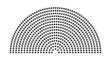 Hemicycle 576 koltuk - 16 sıra - 180 derece
