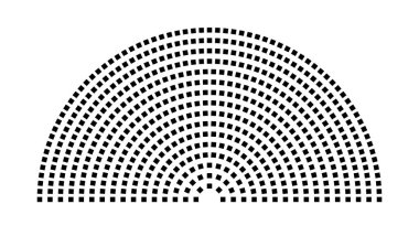 Hemicycle 577 koltuk - 16 sıra - 180 derece
