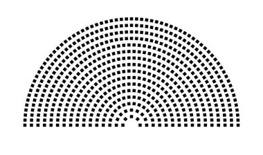 Hemicycle 578 koltuk - 16 sıra - 180 derece