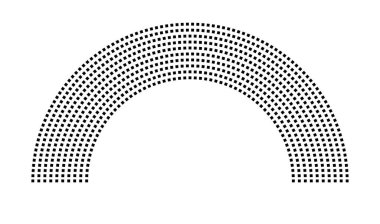 Hemicycle 795 koltuk - 10 sıra - 180 derece