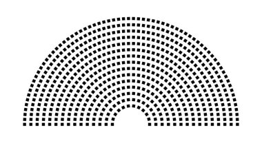 Hemicycle 600 koltuk - 15 sıra - 180 derece
