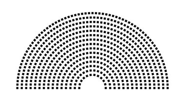 Hemicycle 601 koltuk - 15 sıra - 180 derece