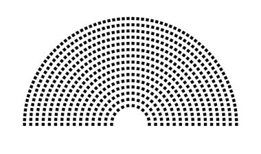 Hemicycle 602 koltuk - 15 sıra - 180 derece