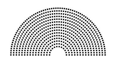 Hemicycle 603 koltuk - 15 sıra - 180 derece