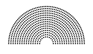 Hemicycle 604 koltuklar - 15 sıra - 180 derece
