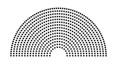 Hemicycle 605 koltuklar - 15 sıra - 180 derece
