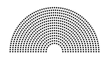 Hemicycle 610 koltuk - 15 sıra - 180 derece