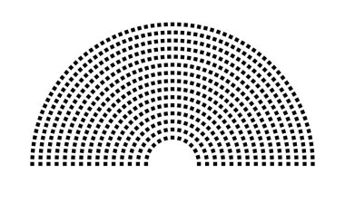 Hemicycle 609 koltuklar - 15 sıra - 180 derece